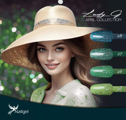 Nailgel - Lady G - April collection - 4-db-os gél lakk készlet ajándék margarétával