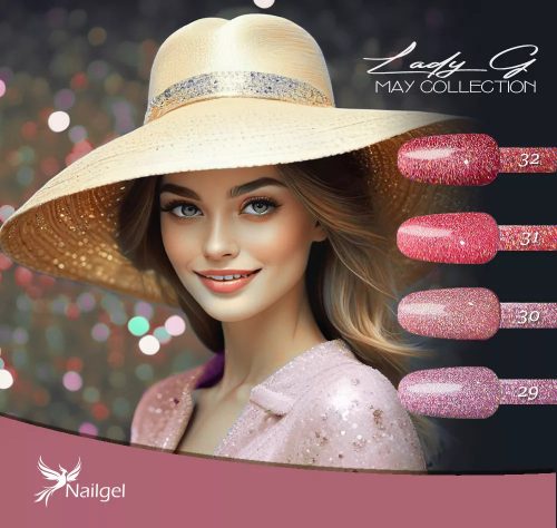 Nailgel - Lady G - May collection - 4-db-os gél lakk készlet ajándék margarétával