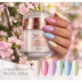  Nailgel - Liquid Polygel - Pastel 6 darabos Kollekció Pumpás Tégelyben, Ajándék Effect Margarétával