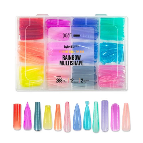 Pearl Nails - hybrid Reverse Dual Tip Box - Rainbow Multishape