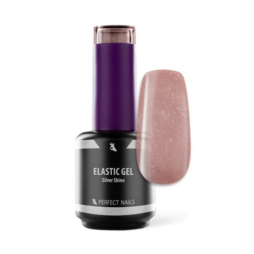 Elastic Base Gel Glamour - Ecsetes Körömágyhosszabbító Zselé -15ml - Silver Shine
