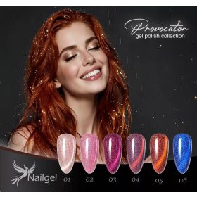   Nailgel - Provocator reflektív cat eye gél lakk kollekció 6db gél lakkal és ajándék margarétával