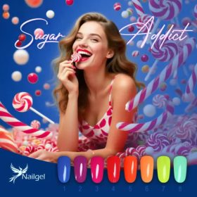   Nailgel Gél Lakk 8 db-os színválogatás - Sugar Addict - Ajándék Margarétával 