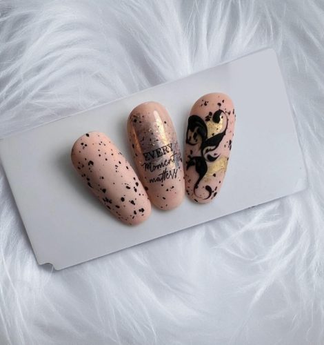 Nailgel - Polka  Velvet Top Coat - Black Flakes - Fényzselé  8ml