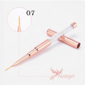   Prémium minőségű hosszú 0-ás díszítő ecset, rosegold, kristályokkal díszített